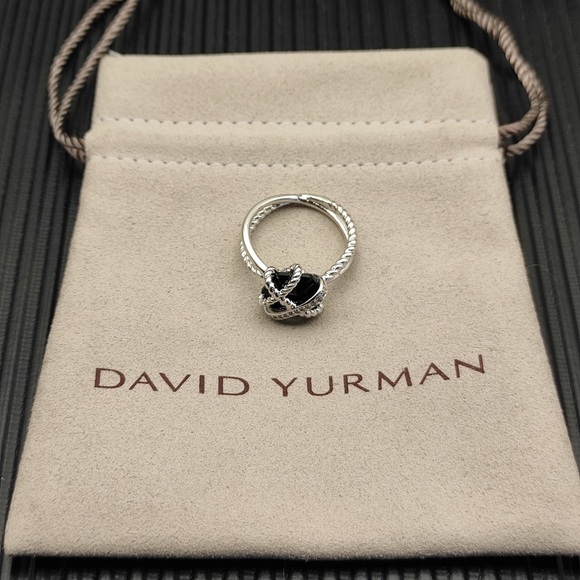 David Yurman Silver Ring with Black Stone - Picture 1 of 4